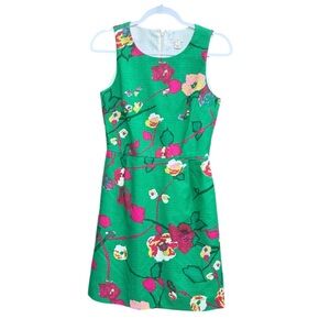 J. Crew Pleaded Sleeveless Floral Print Spring & Summer Zip Up Lined Dress Sz 0